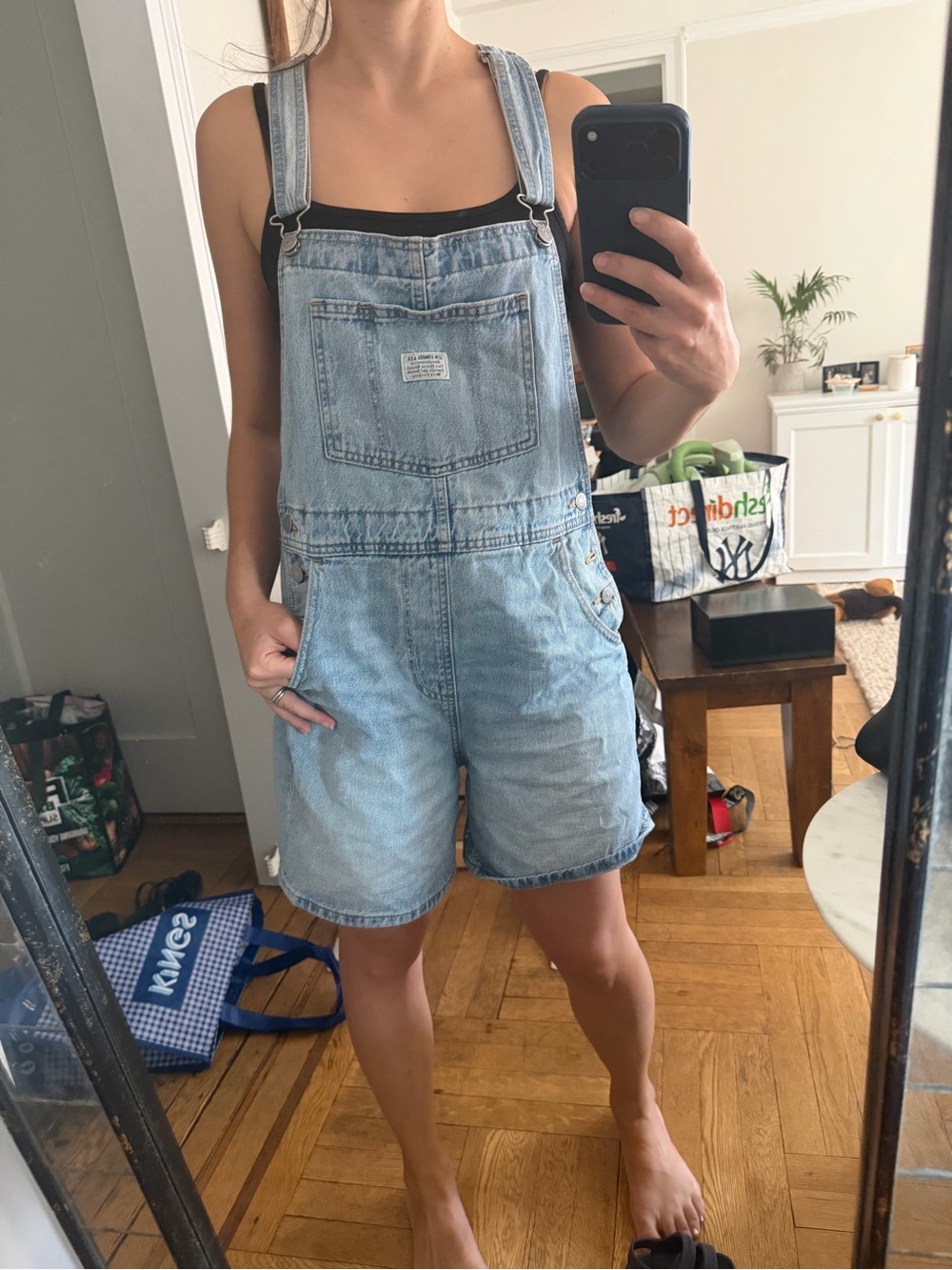 Levi's Light Blue Denim Short Overalls